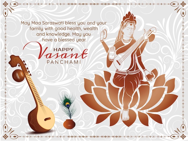 Vector tarjeta de deseos vasant panchami