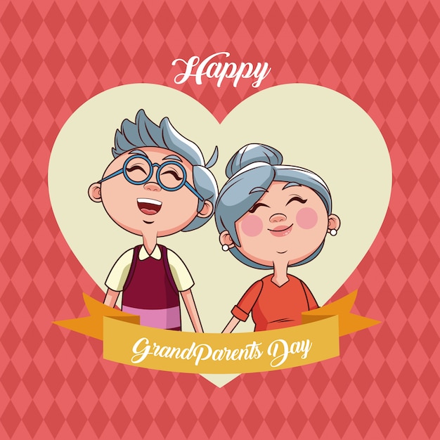 Tarjeta del día de los abuelos felices