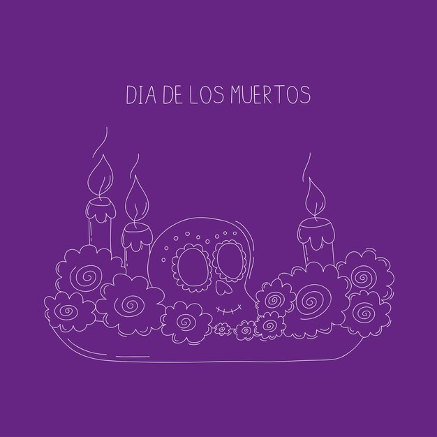 Tarjeta del Día del Día de los Muertos Fiestas y tradiciones latinoamericanas Ilustración vectorial de vacaciones religiosas mexicanas en estilo Doodle
