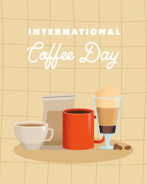 Vector tarjeta del día internacional del café