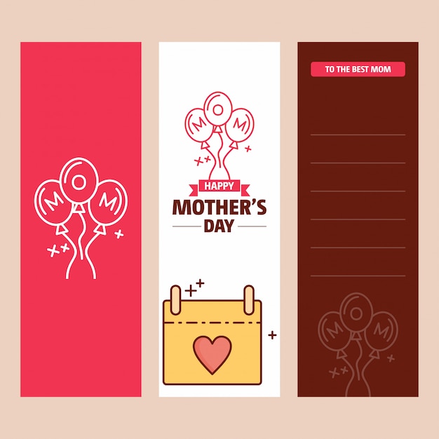 Tarjeta del día de la madre con el logo de las mujeres y el vector del tema rosa