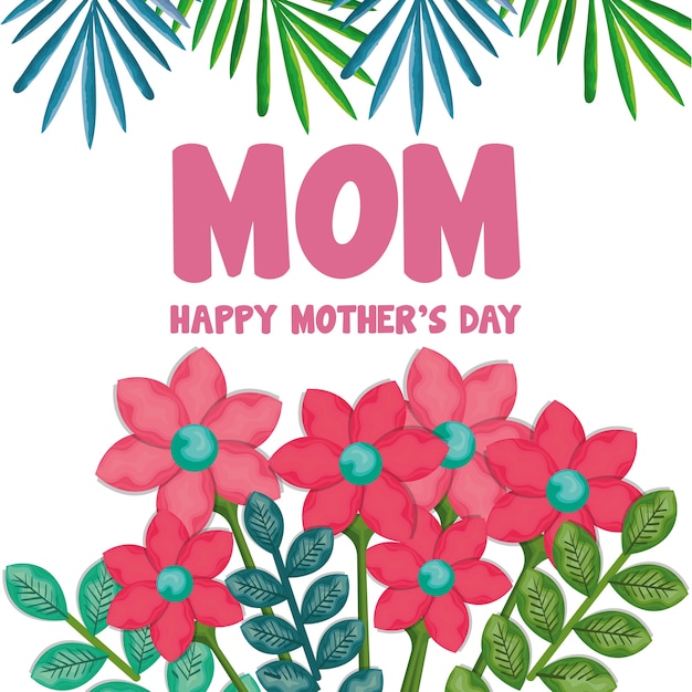 Tarjeta del día de las madres felices con decoración floral