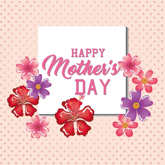 Tarjeta del día de las madres felices con decoración floral