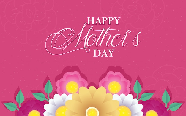 Tarjeta del día de las madres feliz con flores