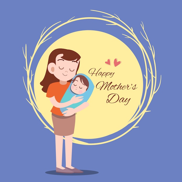 Tarjeta de día de madres saludo ilustración vectorial