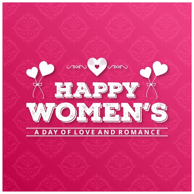 Vector tarjeta del día de la mujer feliz con fondo rosa