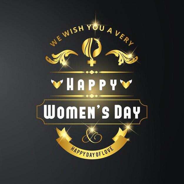 Tarjeta del día de la mujer con el vector de fondo oscuro