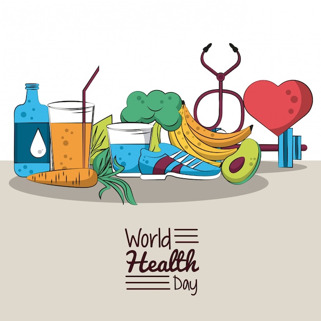 Vector tarjeta del día mundial saludable
