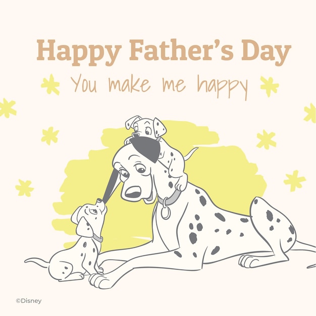 Tarjeta del día del padre de los dalmatianos