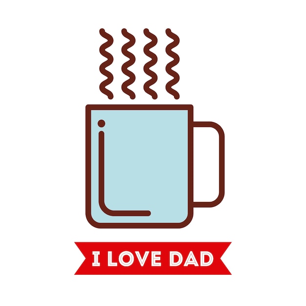 Tarjeta del día de padres feliz con el icono de la taza de café