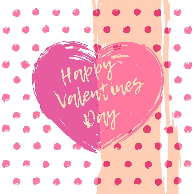 Tarjeta del día de San Valentín Corazón rosa dibujo pinceladas pintadas Cartel felicitaciones