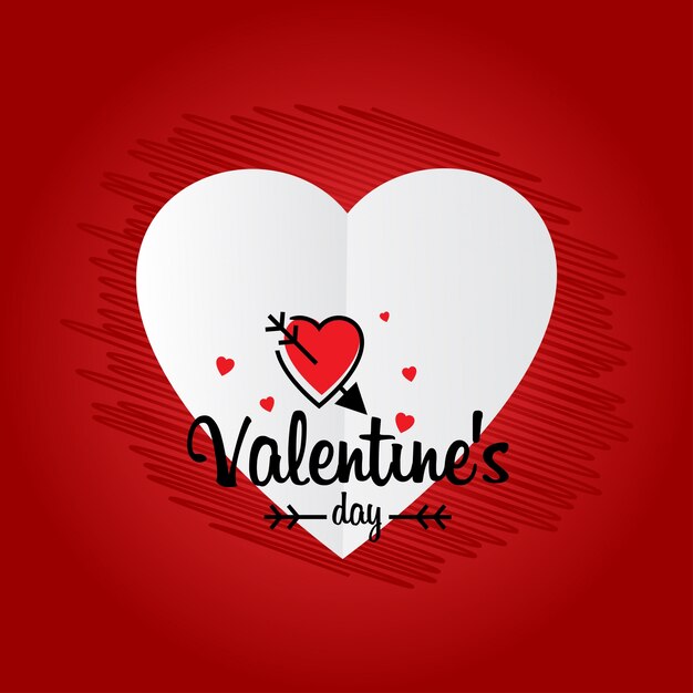 Tarjeta del día de San Valentín con fondo rojo y corazones