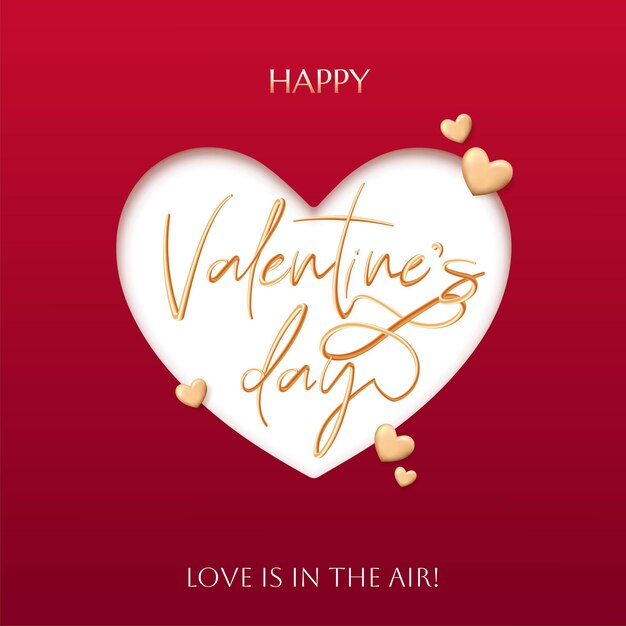 Tarjeta del Día de San Valentín con letras doradas y corazones perfecta para tarjetas regalos y decoraciones