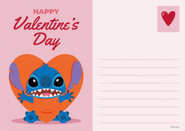 Tarjeta de día de San Valentín de Lilo y Stitch