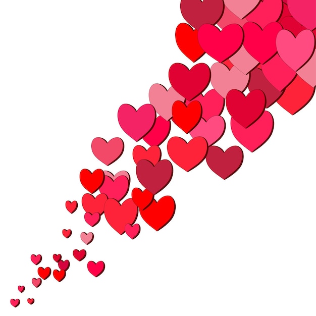 Tarjeta del día de San Valentín con línea de corazones rociados al azar