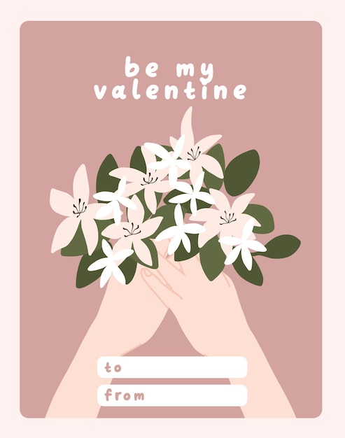 Vector tarjeta del día de san valentín nota de dedicación carta de amor lindo diseño plano escandinavo