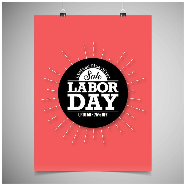 Tarjeta del día del trabajo con tipografía y vector de tema rosa
