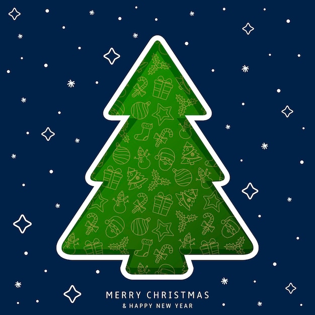 Tarjeta de diseño cortada en papel para el árbol de Navidad
