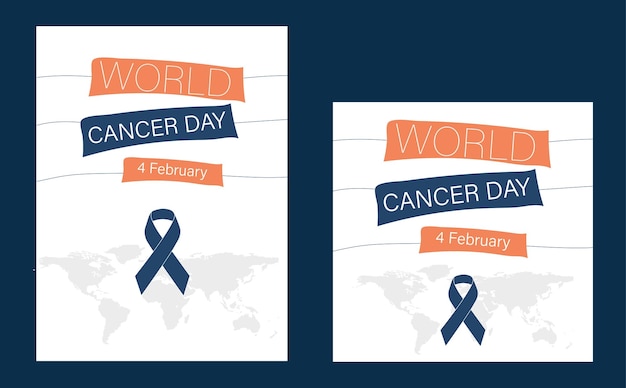 Tarjeta de diseño del Día Mundial del Cáncer y maqueta vectorial.