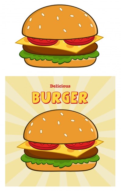 Tarjeta de diseño de hamburguesa deliciosa con texto
