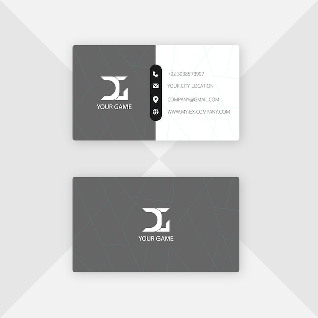 Tarjeta de diseño de líneas gris claro y azul.