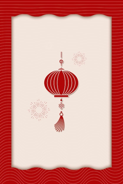 Tarjeta de diseño de linterna roja china tradicional