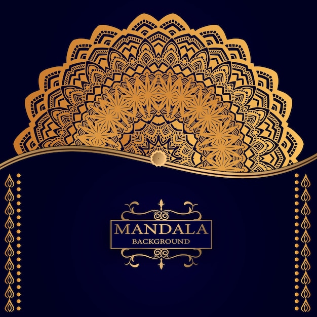 Una tarjeta dorada y negra con un diseño de mandala.