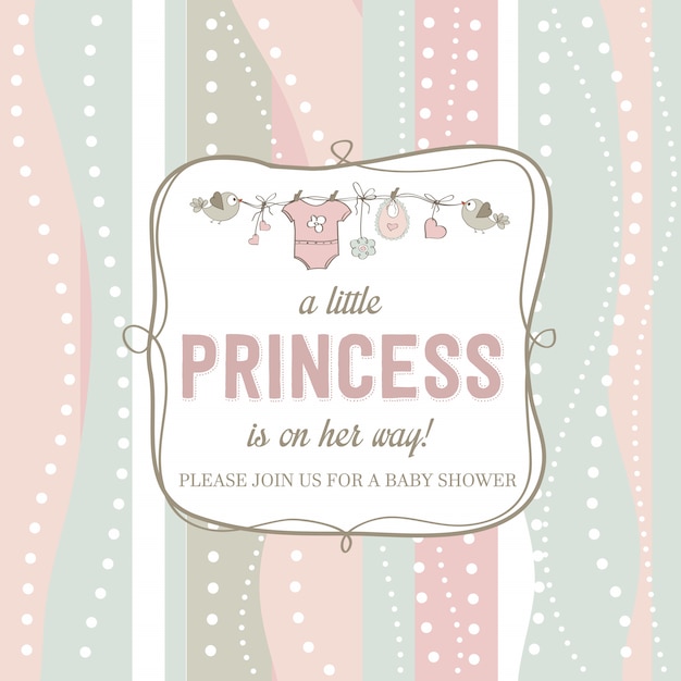 Vector tarjeta de ducha shabby chic baby girl