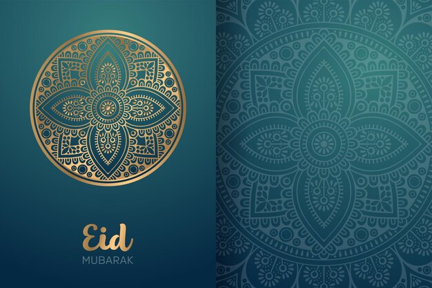 Tarjeta de eid mubarak con adorno de mandala.