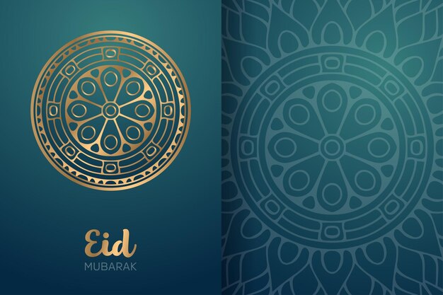 Tarjeta de Eid Mubarak con adorno de mandala.