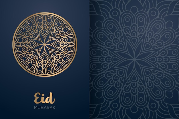 Tarjeta de eid mubarak con adorno de mandala.