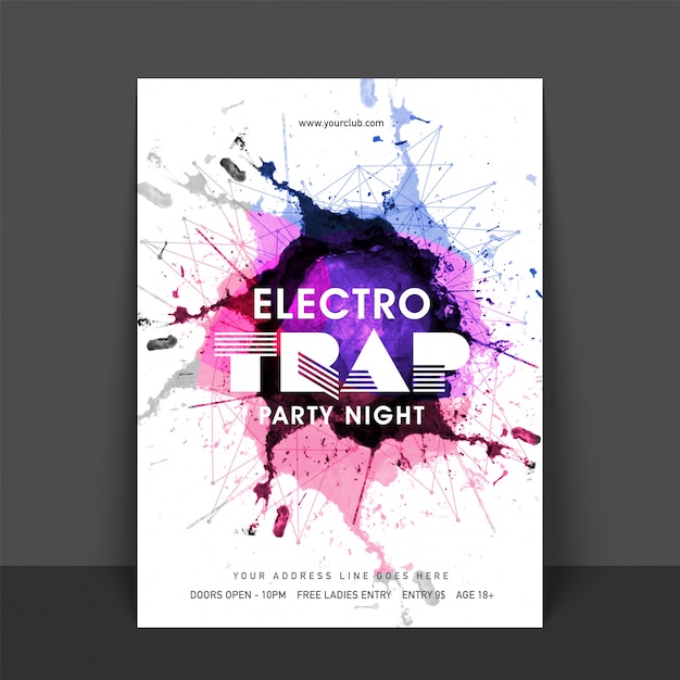 Vector tarjeta electro disco music splash