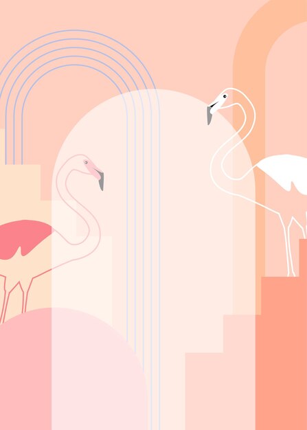 Tarjeta elegante con flamencos y bloques de colores Ilustración vectorial
