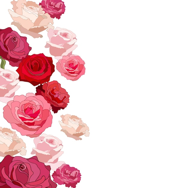 La tarjeta elegante rosa Hermoso ramo de flores rosas y hojas