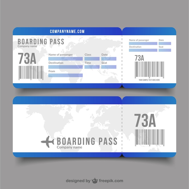 Tarjeta de embarque plana con mapa del mundo decorativo