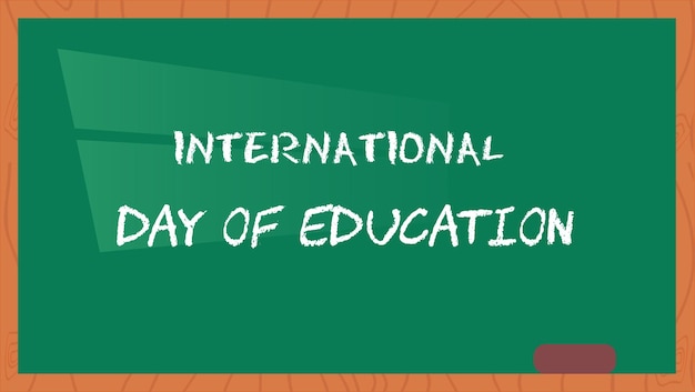 Tarjeta escolar del Día Internacional de la Educación con inscripción