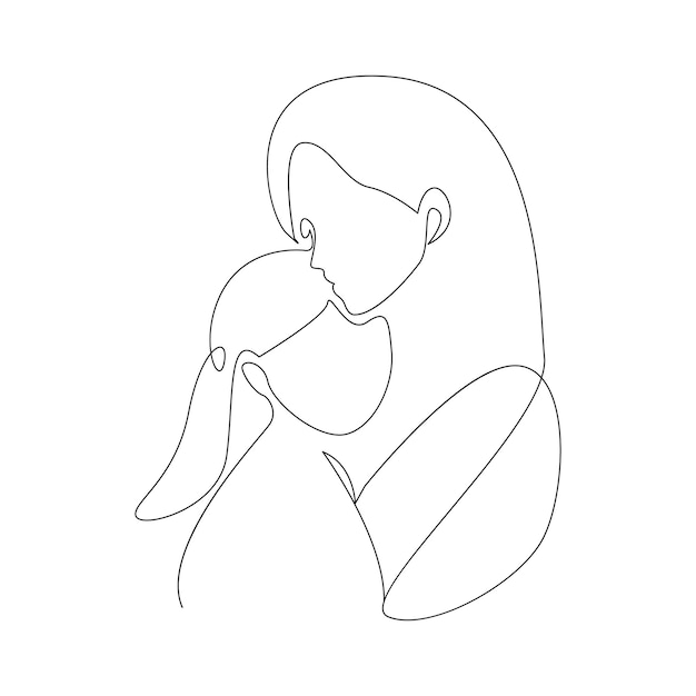 Tarjeta de felicidad por el día de la madre en un dibujo de línea continua aislado en el día de la madre