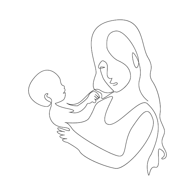 Tarjeta de felicidad por el día de la madre en un dibujo de línea continua aislado en el día de la madre
