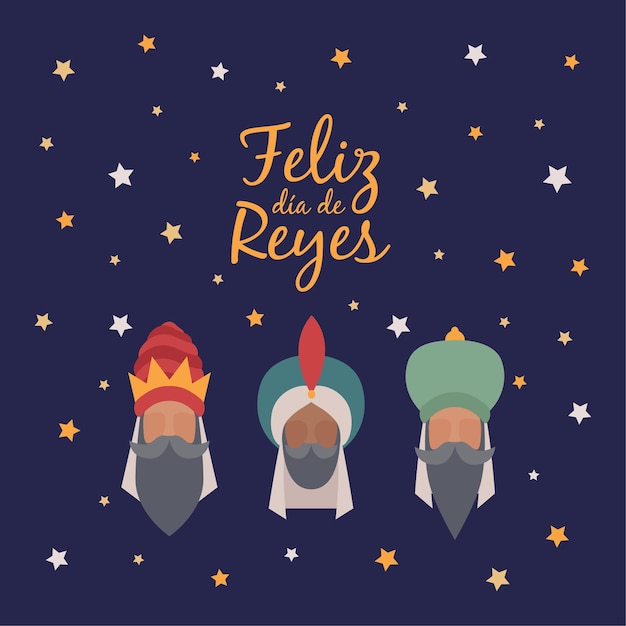 Vector tarjeta de felicitacin de dia de reyes magos reyes magos