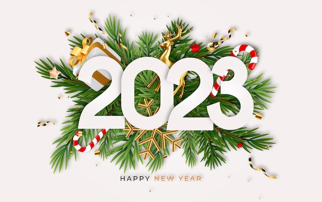 Tarjeta Felicitación 2023 Feliz Año Nuevo Ilustración Vectorial