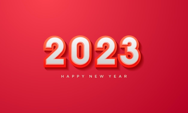 Tarjeta de felicitación 2023 con números modernos en relieve.