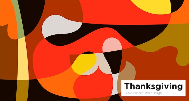 Tarjeta de felicitación de Acción de Gracias y otoño y plantilla de diseño de fondo de banner en colores naranja