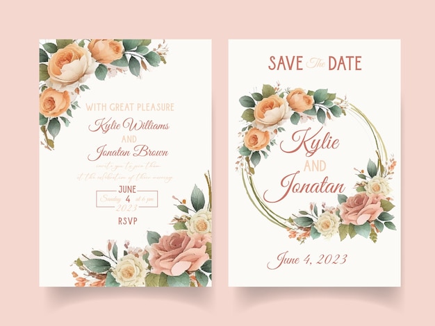 La tarjeta de felicitación con acuarela de flores se puede utilizar como tarjeta de invitación para la boda