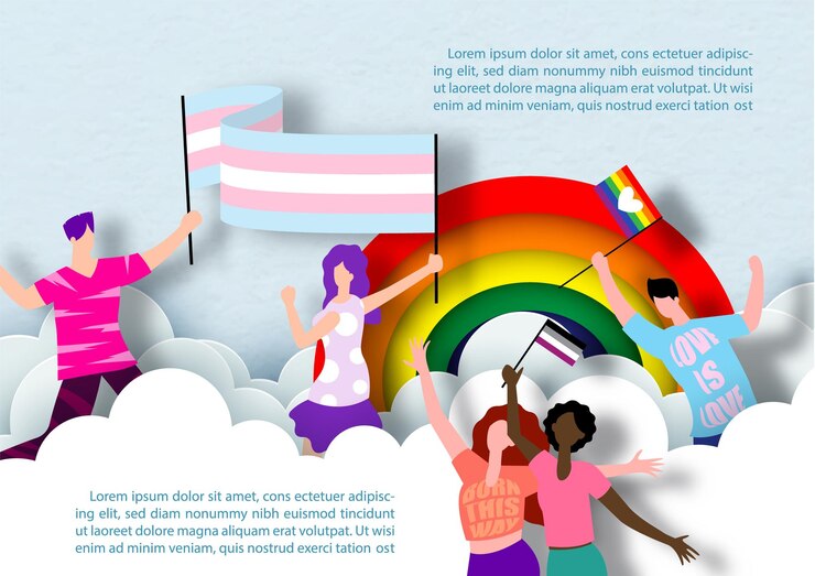 Vector tarjeta de felicitación y afiche del mes del orgullo en corte de papel y diseño vectorial
