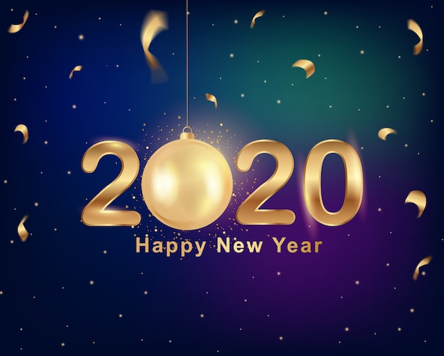 Tarjeta de felicitación de año nuevo 2020