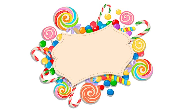 Vector tarjeta de felicitación en blanco del tema del caramelo