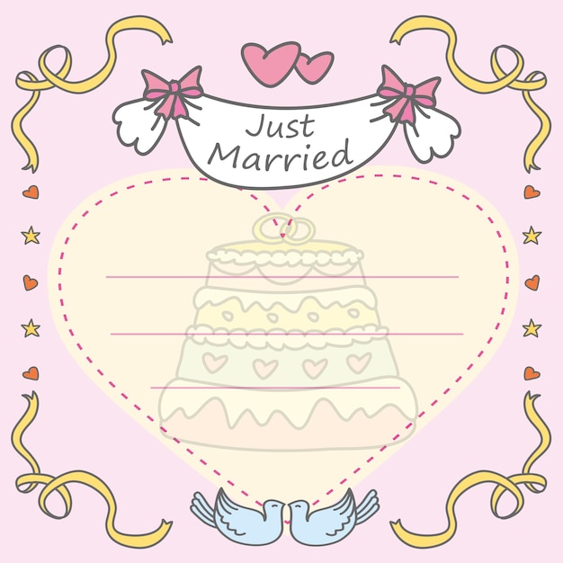 tarjeta de felicitación de boda dibujada a mano ilustración vectorial