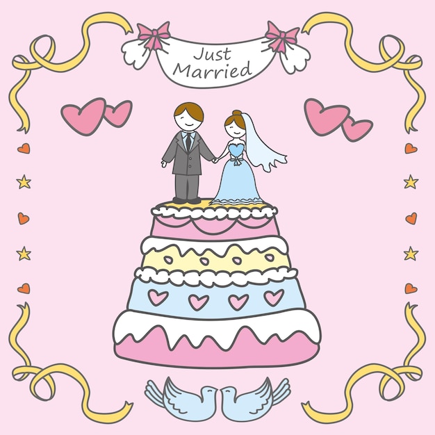 tarjeta de felicitación de boda dibujada a mano ilustración vectorial