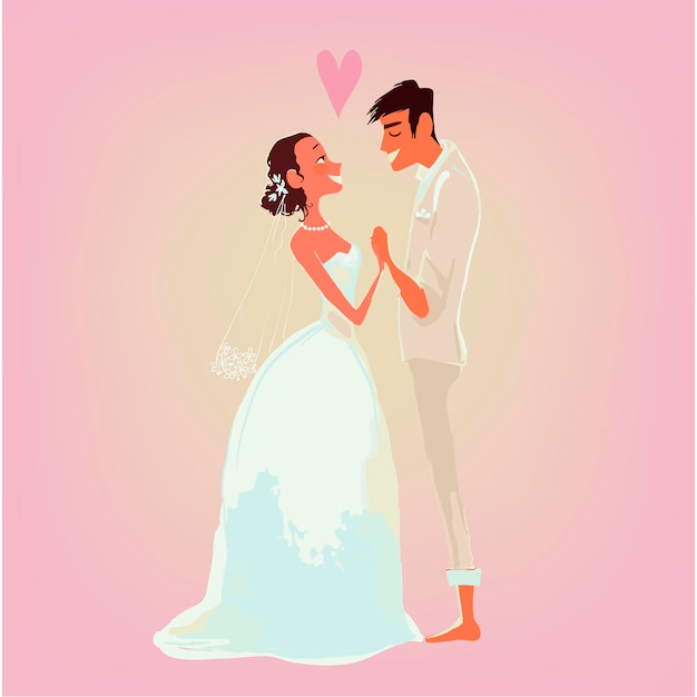 Tarjeta de felicitación para boda. La novia y el novio
