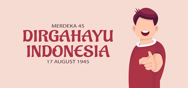 Tarjeta de felicitación de celebración del día de la independencia de indonesia. ilustración vectorial